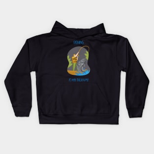 Fishing Is My Therapy Angler Fishing Kids Hoodie